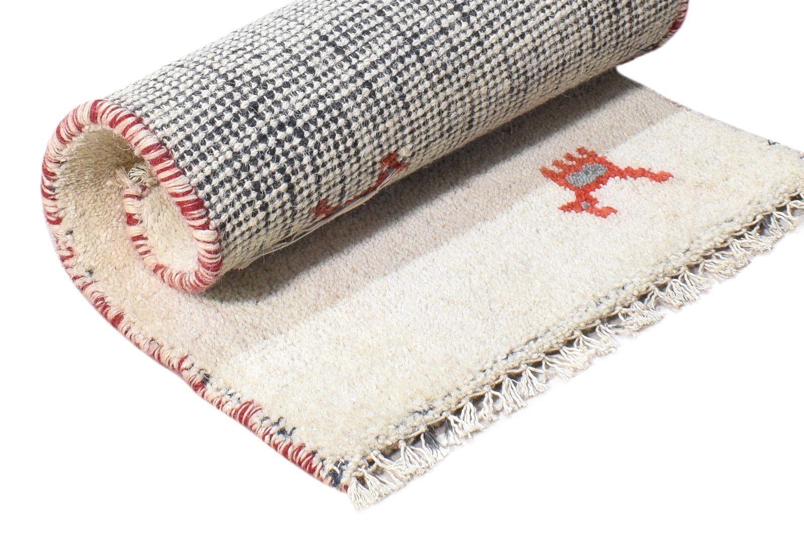 Glynda Cream Wool Rug 1' X 2' Southwestern Hand Knotted American Tribal 7865085755541