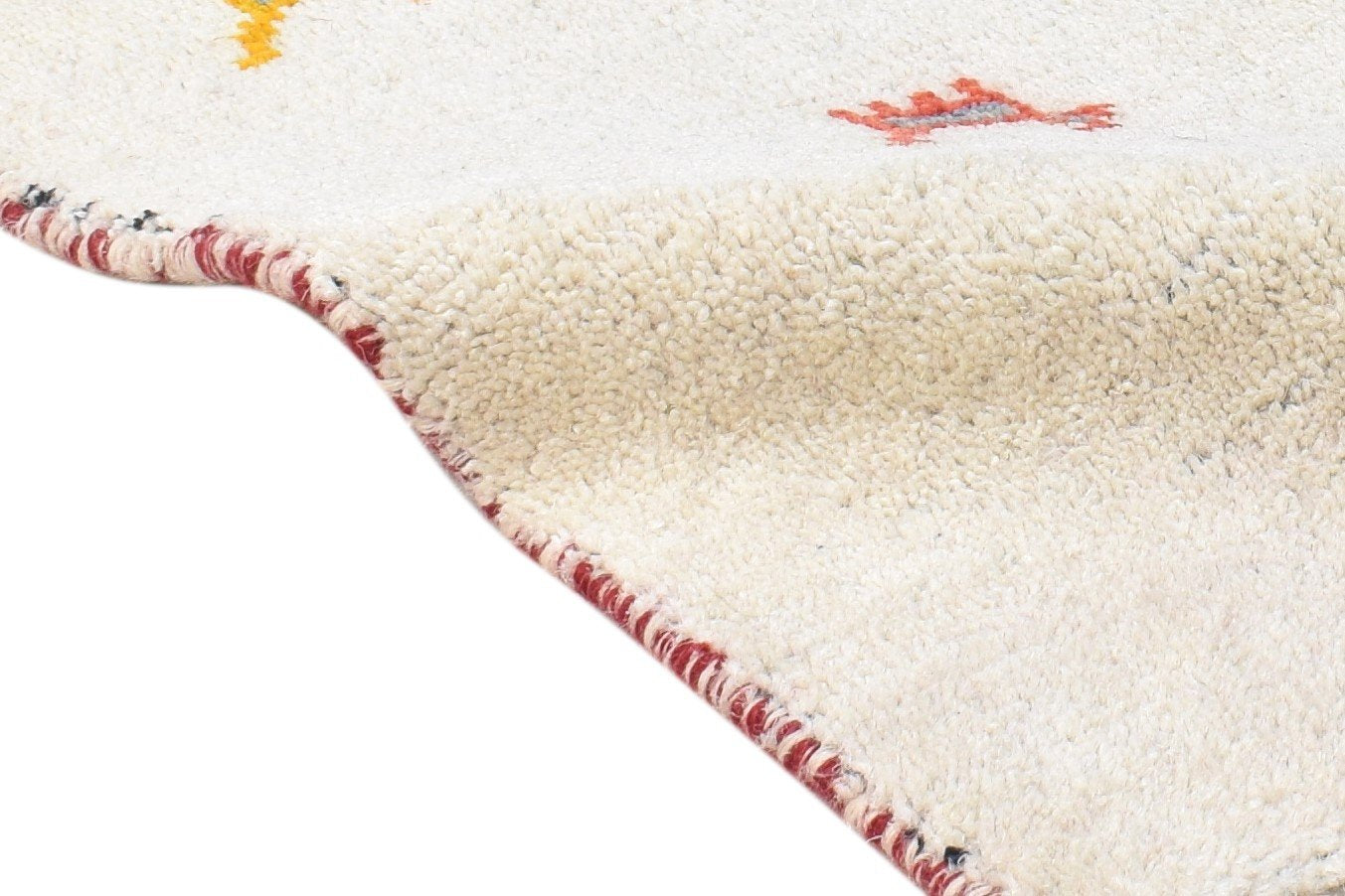 Cream Wool Rug 1' X 2' Southwestern Hand Knotted Gabbeh Tribal Small Carpet 7865100238997
