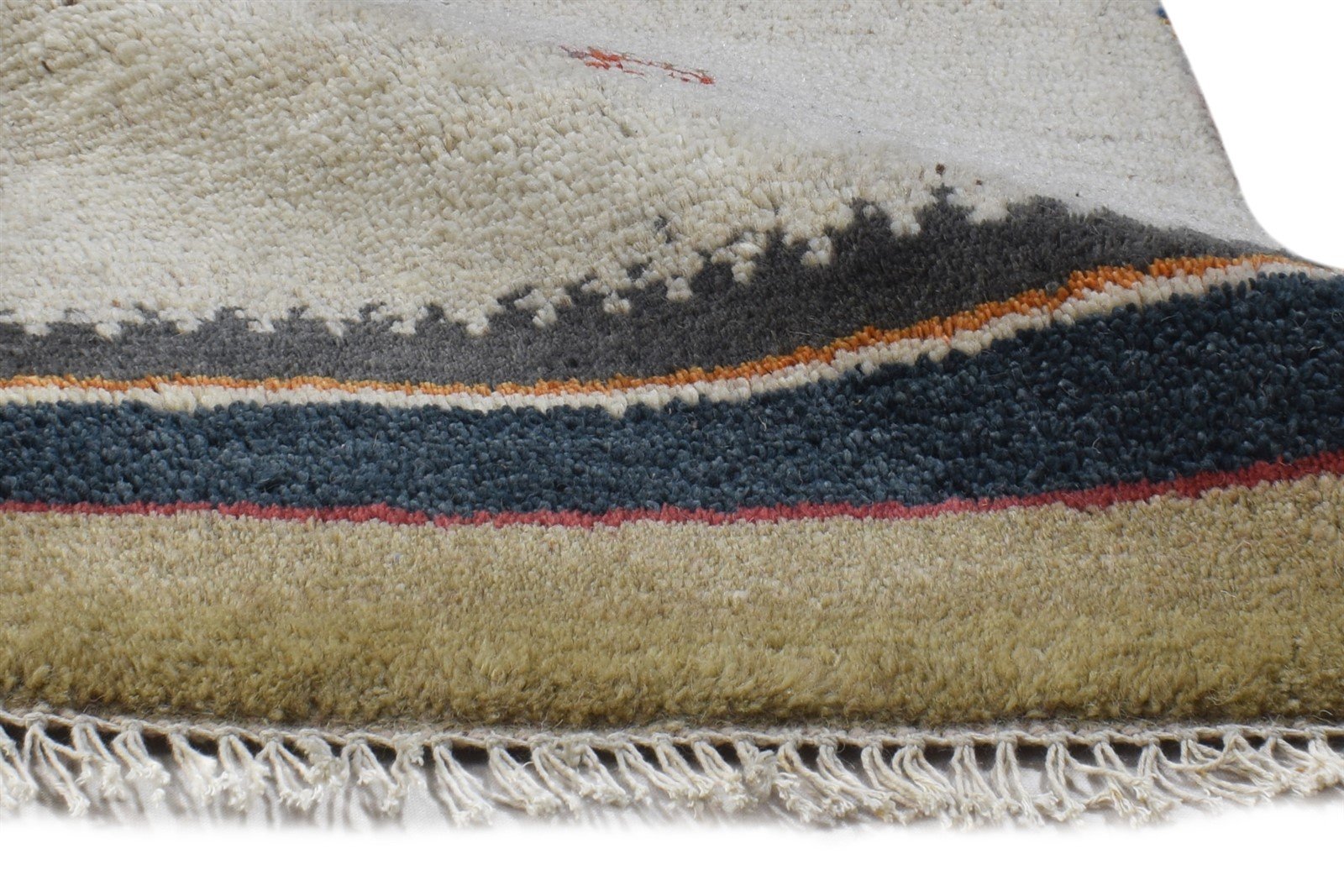 Cream Wool Rug 1' X 2' Tribal Hand Knotted Gabbeh Southwestern Small Carpet 7864501797013