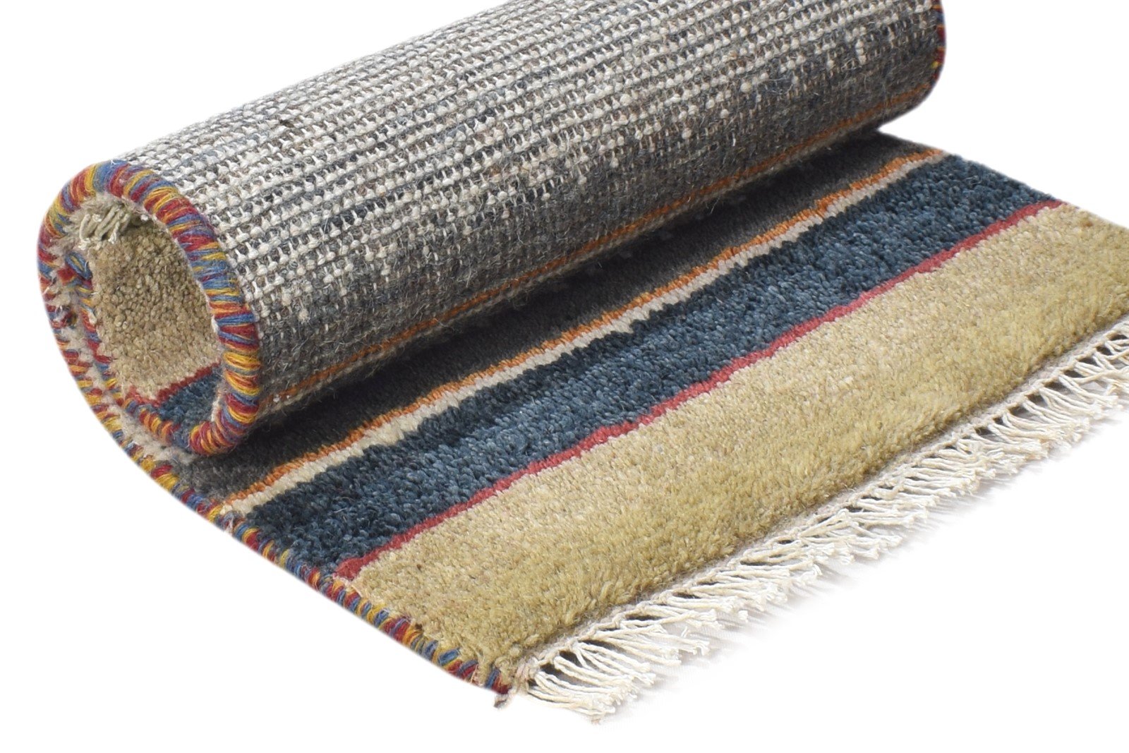 Cream Wool Rug 1' X 2' Tribal Hand Knotted Gabbeh Southwestern Small Carpet 7864501797013