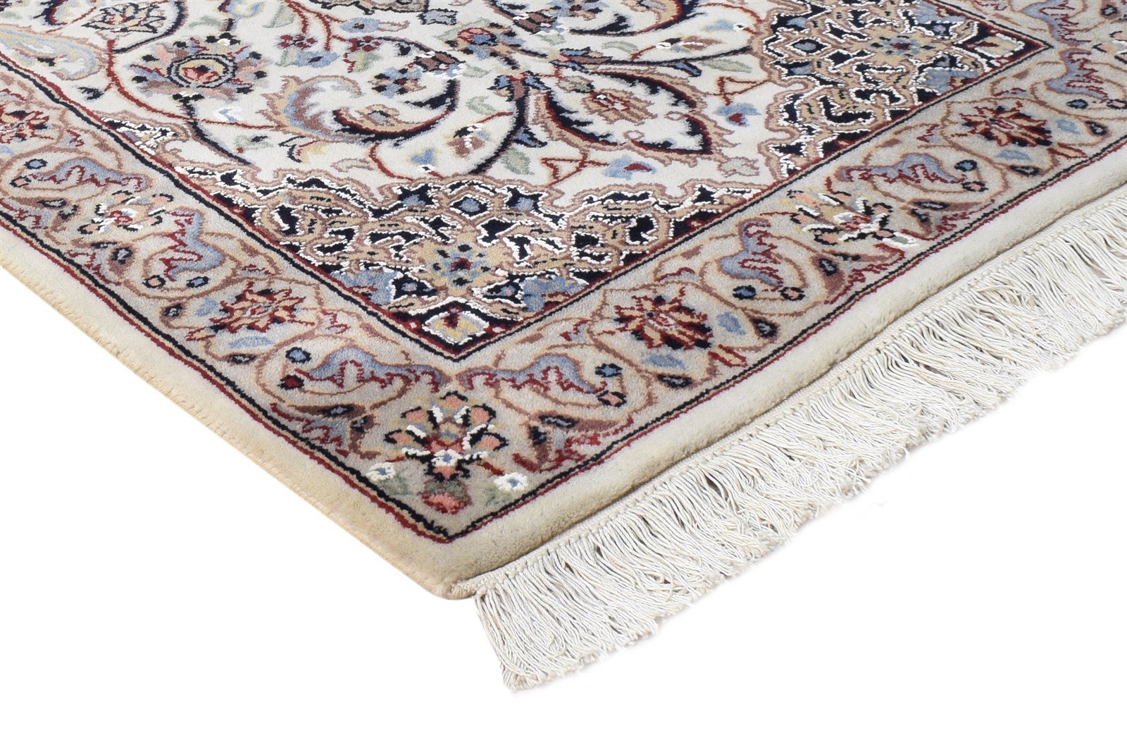 Cream Wool Rug 2'6 X 5' Persian Hand Knotted Nain Oriental Small Carpet 7864678711445