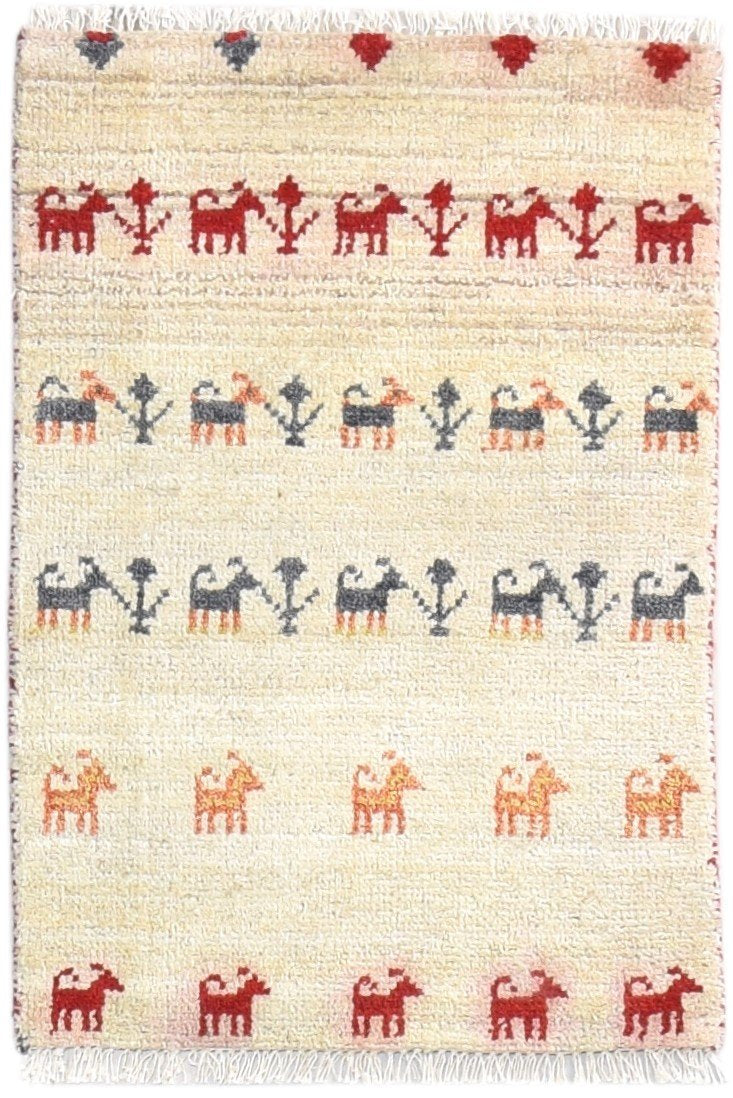 Cream Wool Rug 2' X 3' Southwestern Hand Knotted American Tribal Small Carpet 7865064128661