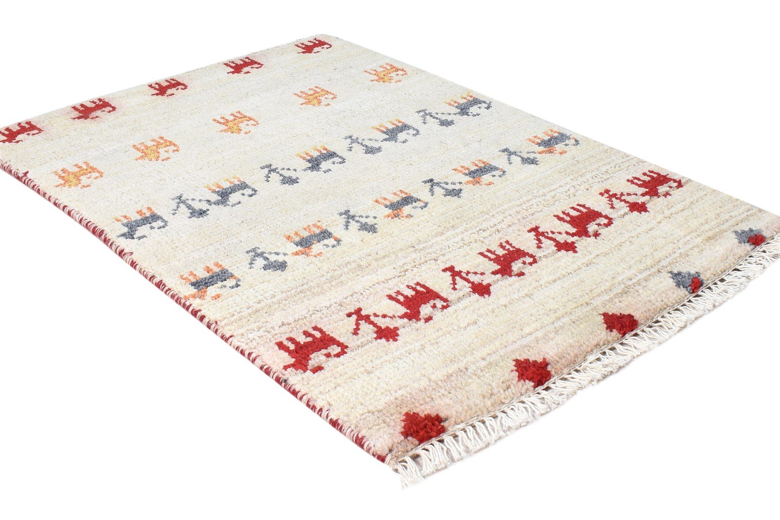 Cream Wool Rug 2' X 3' Southwestern Hand Knotted American Tribal Small Carpet 7865064128661