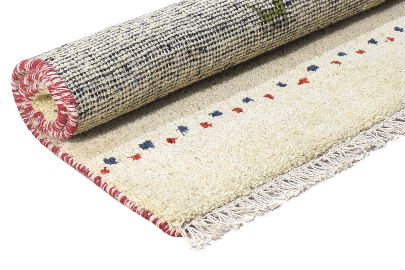 Cream Wool Rug 2' X 3' Tribal Hand Knotted Gabbeh Southwestern Small Carpet 7864510644373