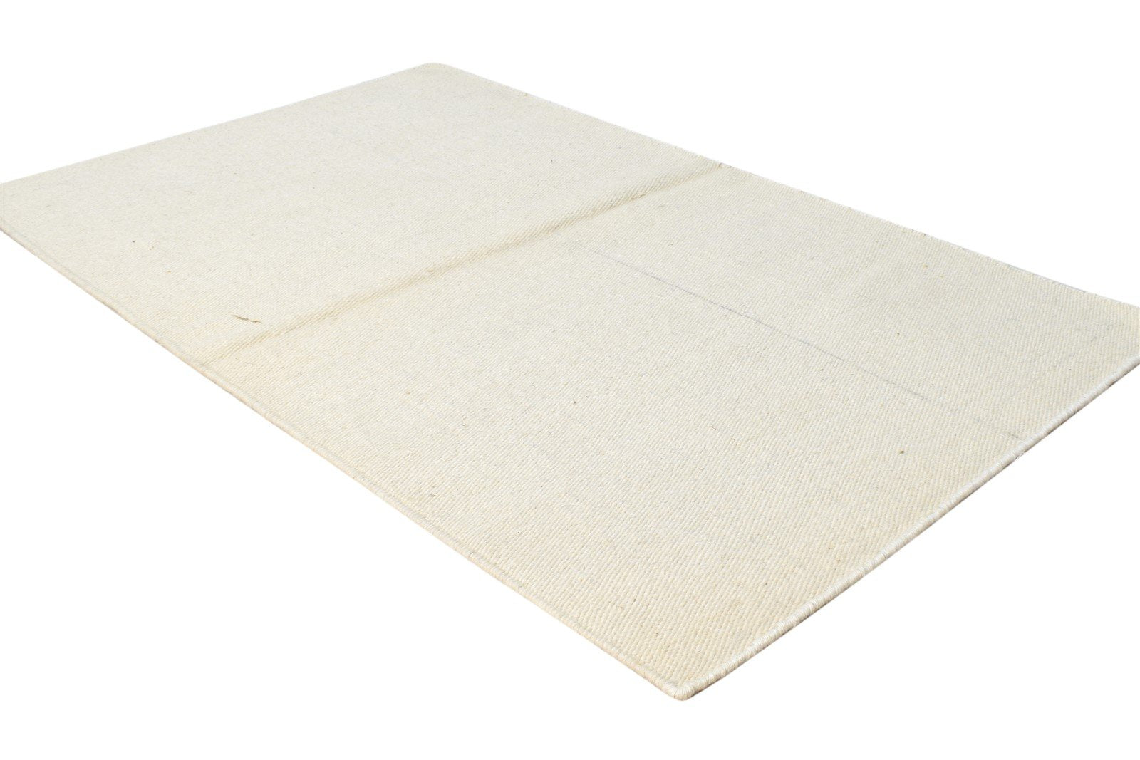 Cream Wool Rug 2' X 4' Modern Dhurrie Scandinavian Solid Small Carpet 7865167806613