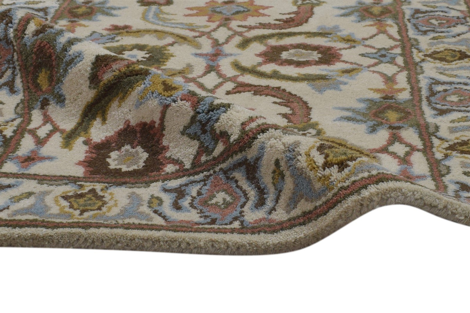 Cream Wool Rug 2' X 8' Persien Hand Tufted Kashan Oriental Small Runner 7864855363733