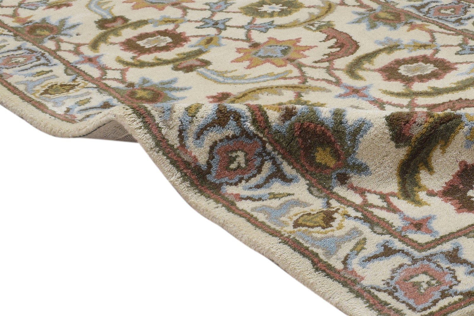 Cream Wool Rug 2' X 8' Persien Hand Tufted Kashan Oriental Small Runner 7864855363733