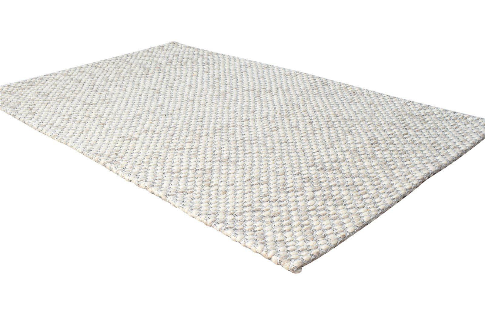 Cream Wool Rug 3' X 5' Modern Hand Woven Scandinavian Solid Room Size Carpet 7865144606869