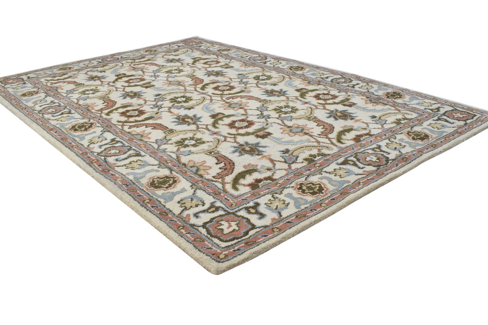 Cream Wool Rug 4' X 6' Persian Hand Tufted Kashan Oriental Room Size Carpet 7864338907285