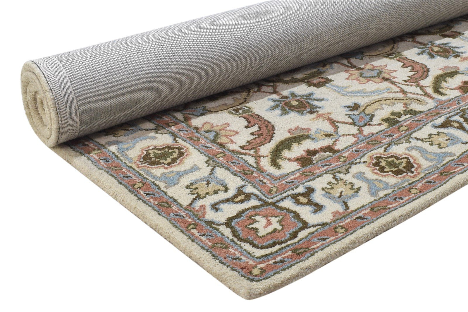 Cream Wool Rug 4' X 6' Persian Hand Tufted Kashan Oriental Room Size Carpet 7864338907285
