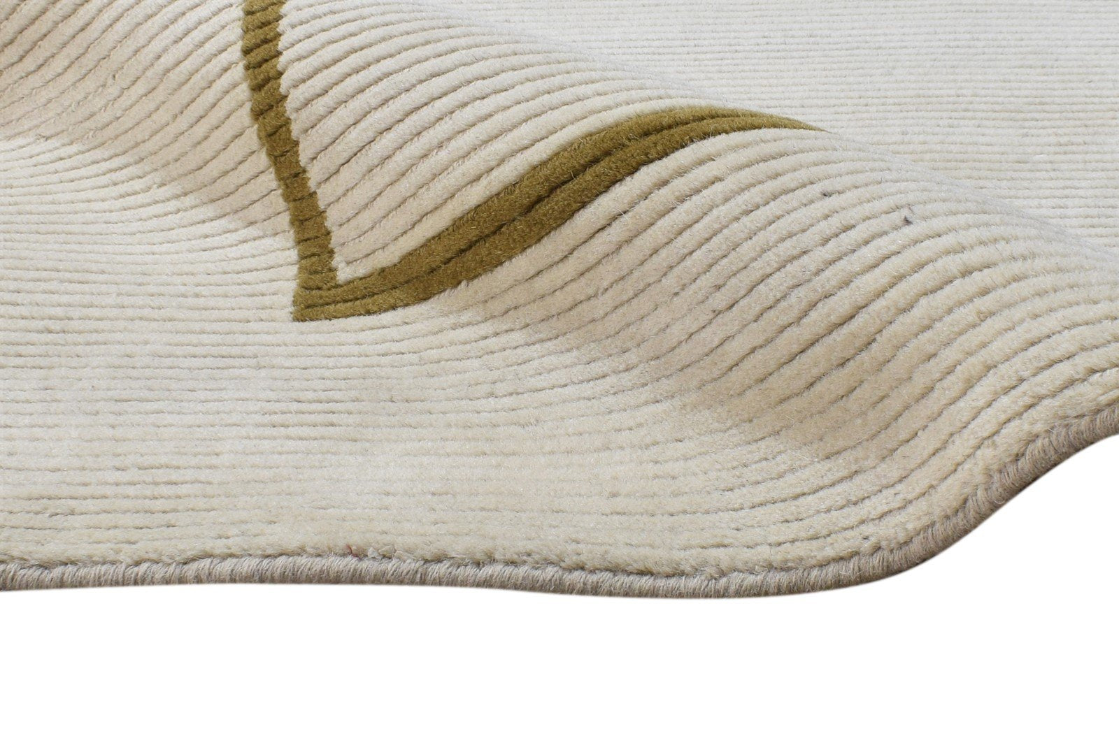 Cream Wool Rug 4X6 Modern Hand Knotted Scandinavian Bordered Room Size Carpet 7865107579029
