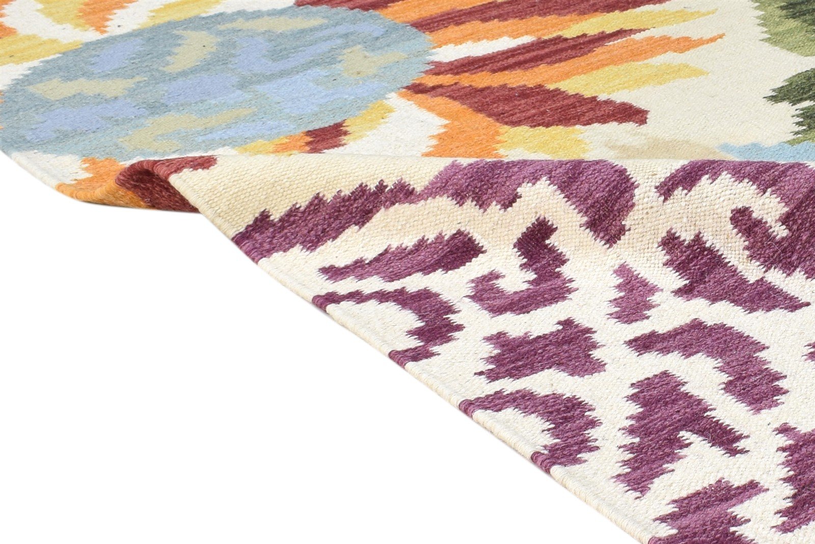 Cream Wool Rug 5' X 7' Modern Dhurrie French Floral Room Size Carpet 7865079857301