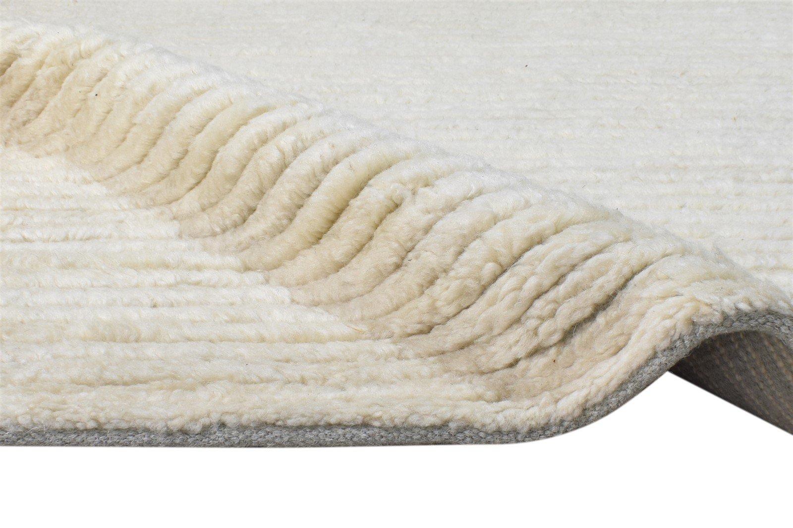 Cream Wool Rug 5' X 8' Modern Hand Knotted Scandinavian Solid Room Size Carpet 7865008423061