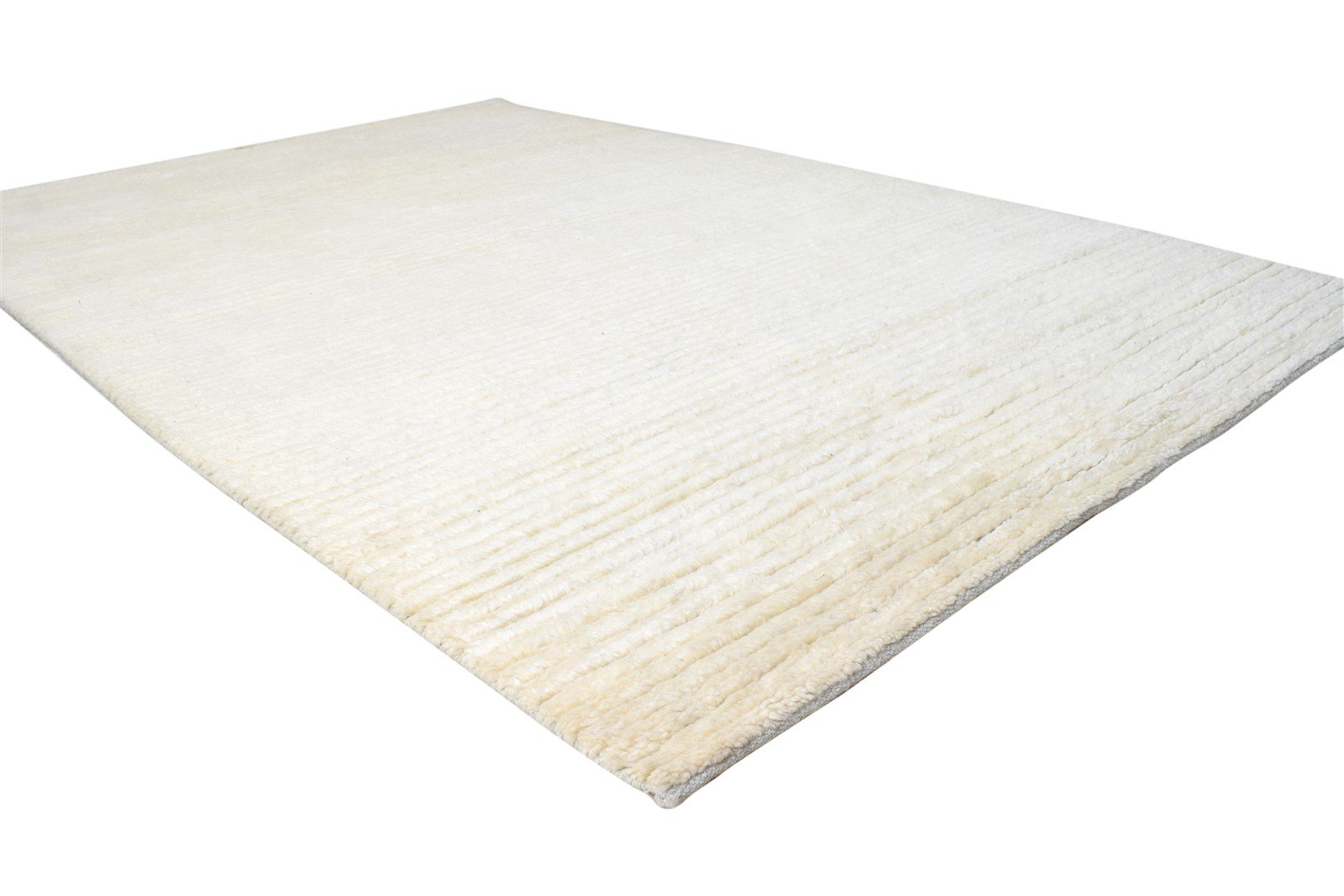 Cream Wool Rug 5' X 8' Modern Hand Knotted Scandinavian Solid Room Size Carpet 7865008423061