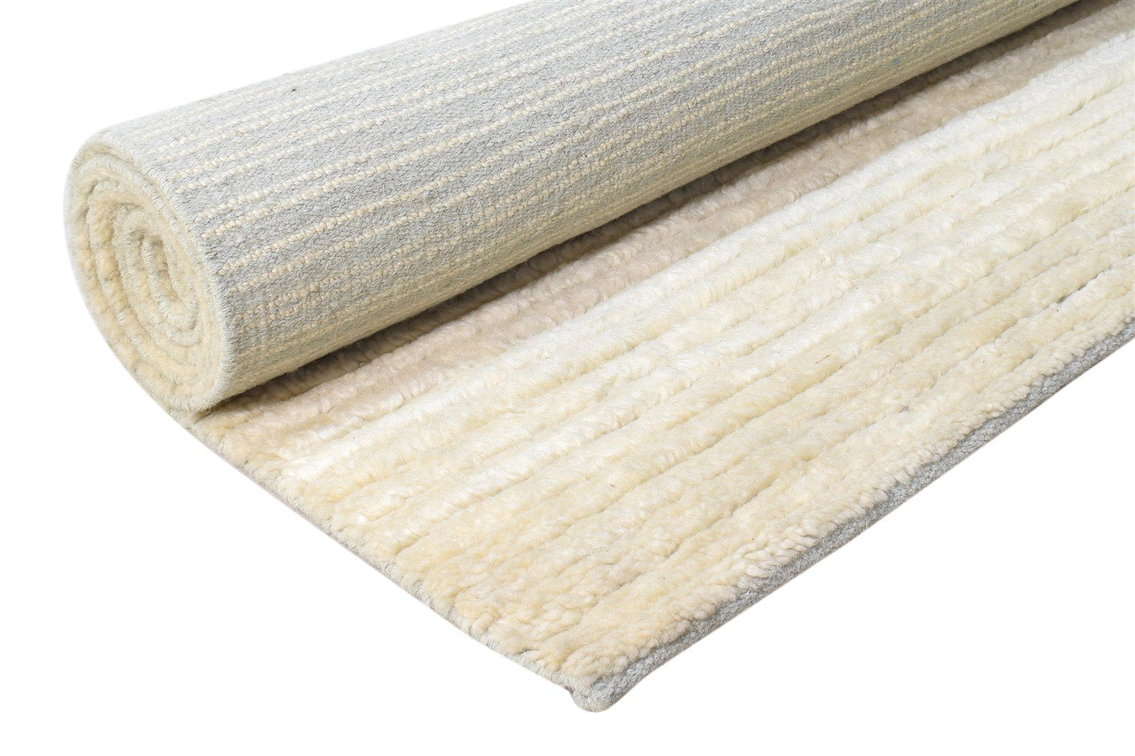 Cream Wool Rug 5' X 8' Modern Hand Knotted Scandinavian Solid Room Size Carpet 7865008423061
