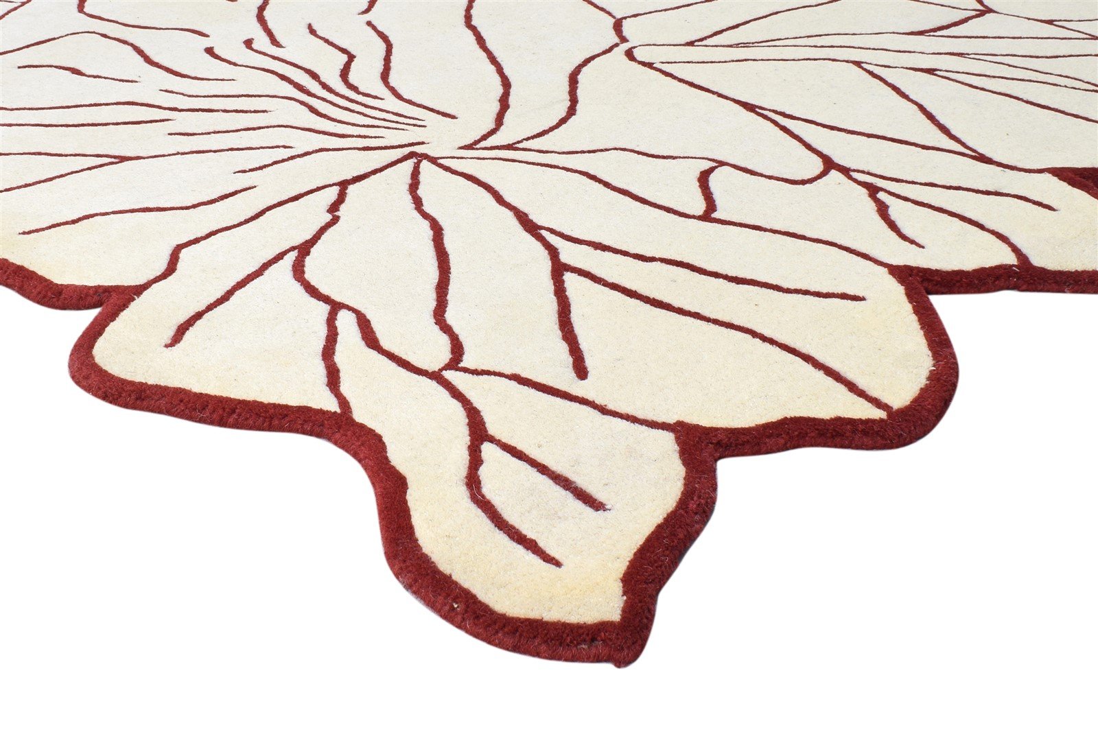 Cream Wool Rug 5' X 8' Modern Hand Tufted French Floral Room Size Carpet 7865009275029