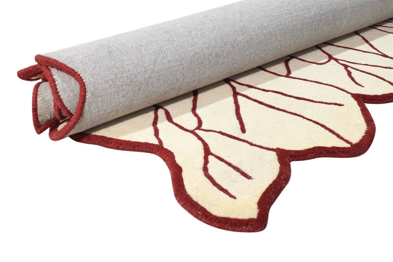 Cream Wool Rug 5' X 8' Modern Hand Tufted French Floral Room Size Carpet 7865009275029