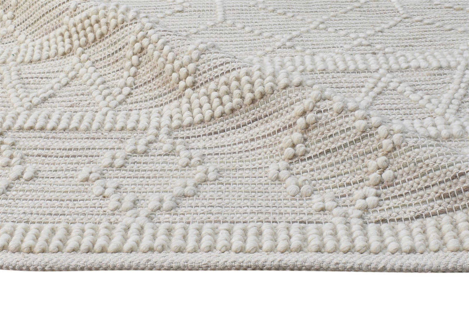Cream Wool Rug 5' X 8' Modern Hand Woven Scandinavian Nordic Room Size Carpet 7865075335317