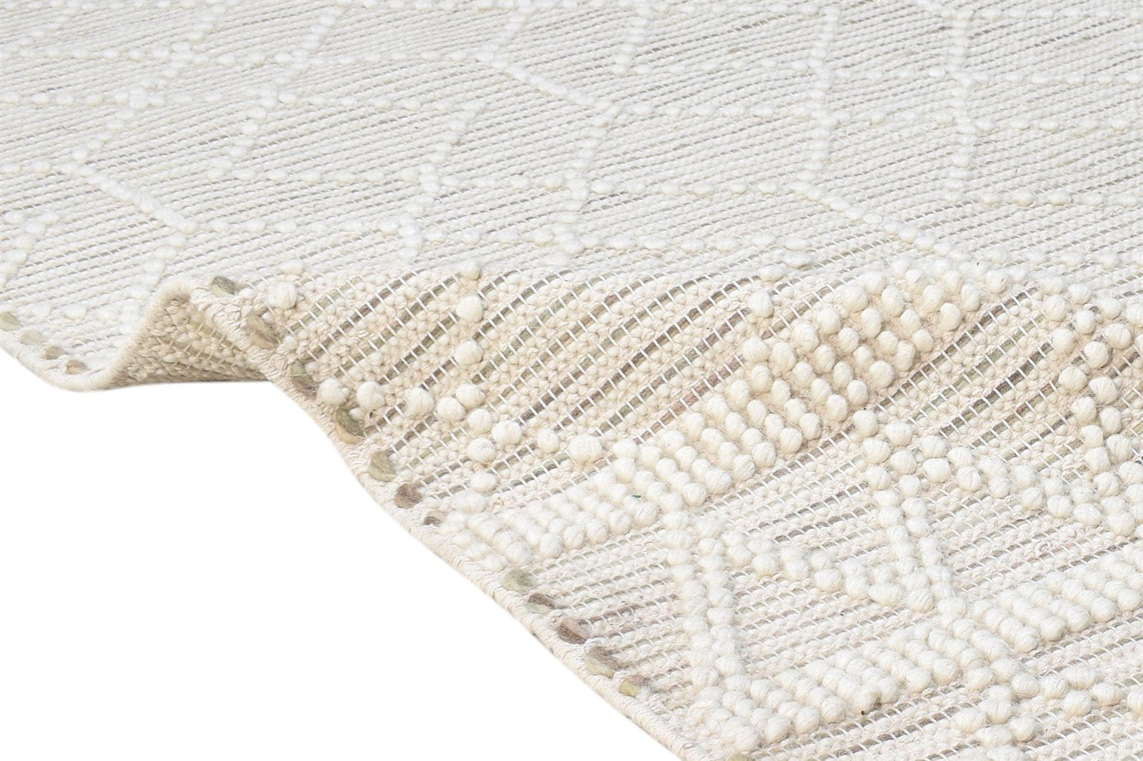 Cream Wool Rug 5' X 8' Modern Hand Woven Scandinavian Nordic Room Size Carpet 7865075335317