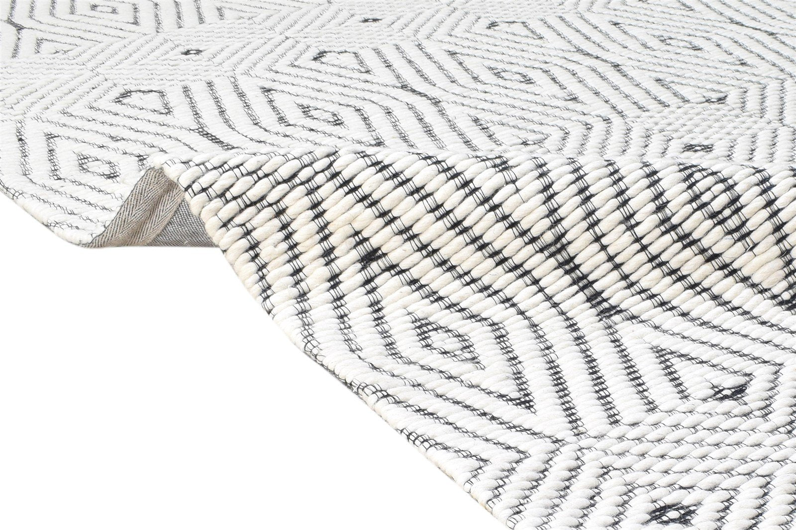 Cream Wool Rug 5' X 8' Modern Jacquard Loom Scandinavian Nordic Room Size Carpet 7864586076309