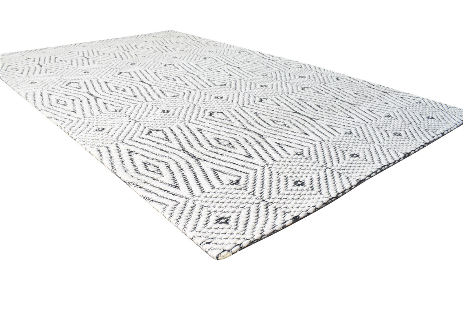 Cream Wool Rug 5' X 8' Modern Jacquard Loom Scandinavian Nordic Room Size Carpet 7864586076309