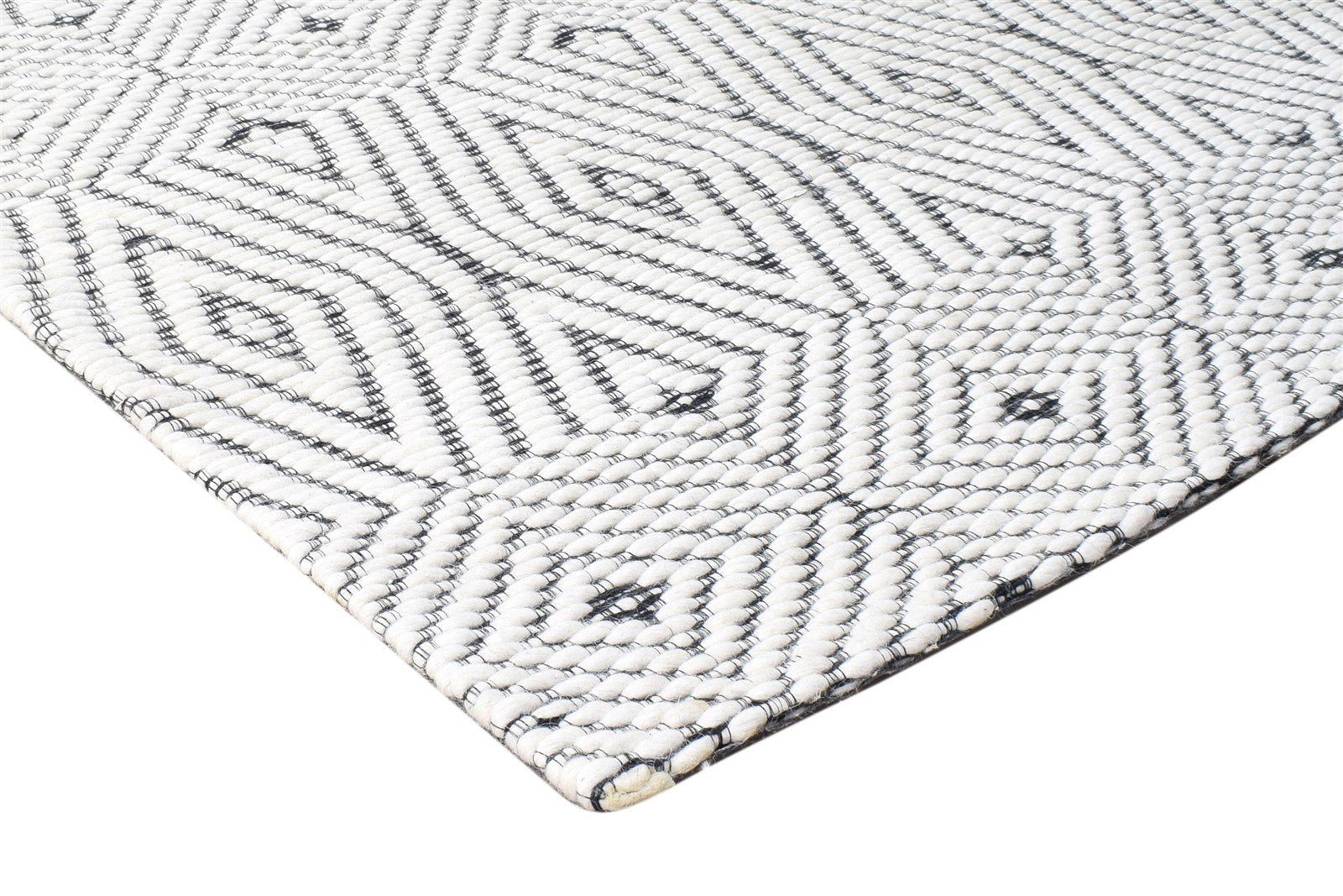 Cream Wool Rug 5' X 8' Modern Jacquard Loom Scandinavian Nordic Room Size Carpet 7864586076309