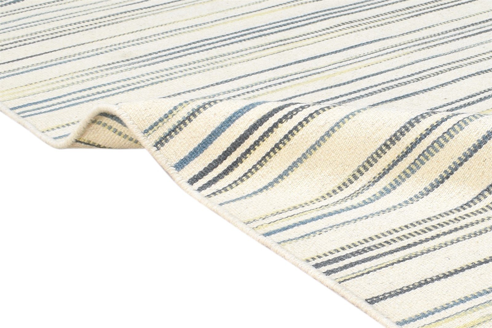 Cream Wool Rug 6' X 8' Modern Dhurrie Scandinavian Striped Room Size Carpet 7865018777749