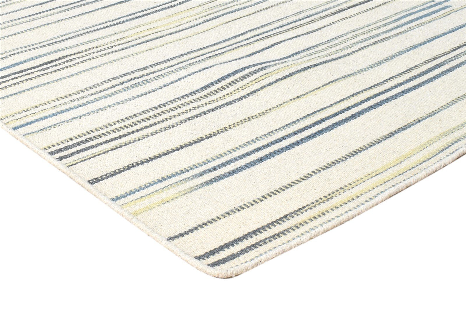 Cream Wool Rug 6' X 8' Modern Dhurrie Scandinavian Striped Room Size Carpet 7865018777749