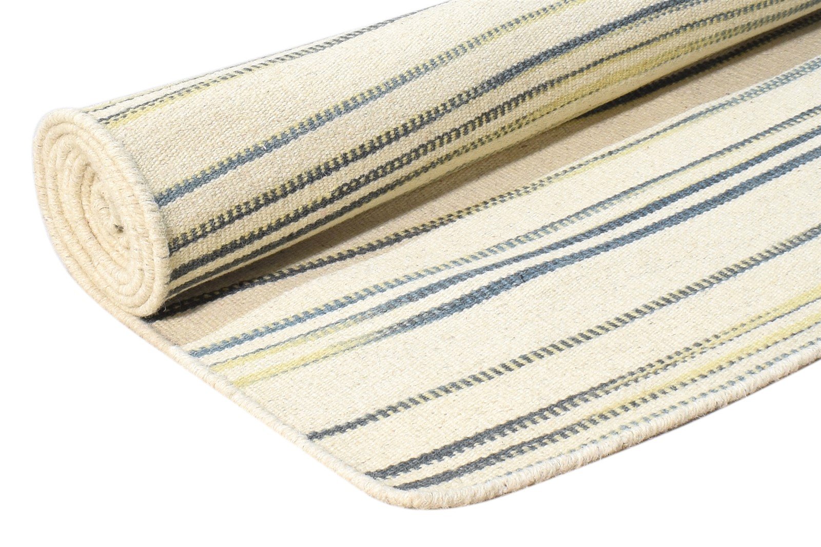 Cream Wool Rug 6' X 8' Modern Dhurrie Scandinavian Striped Room Size Carpet 7865018777749