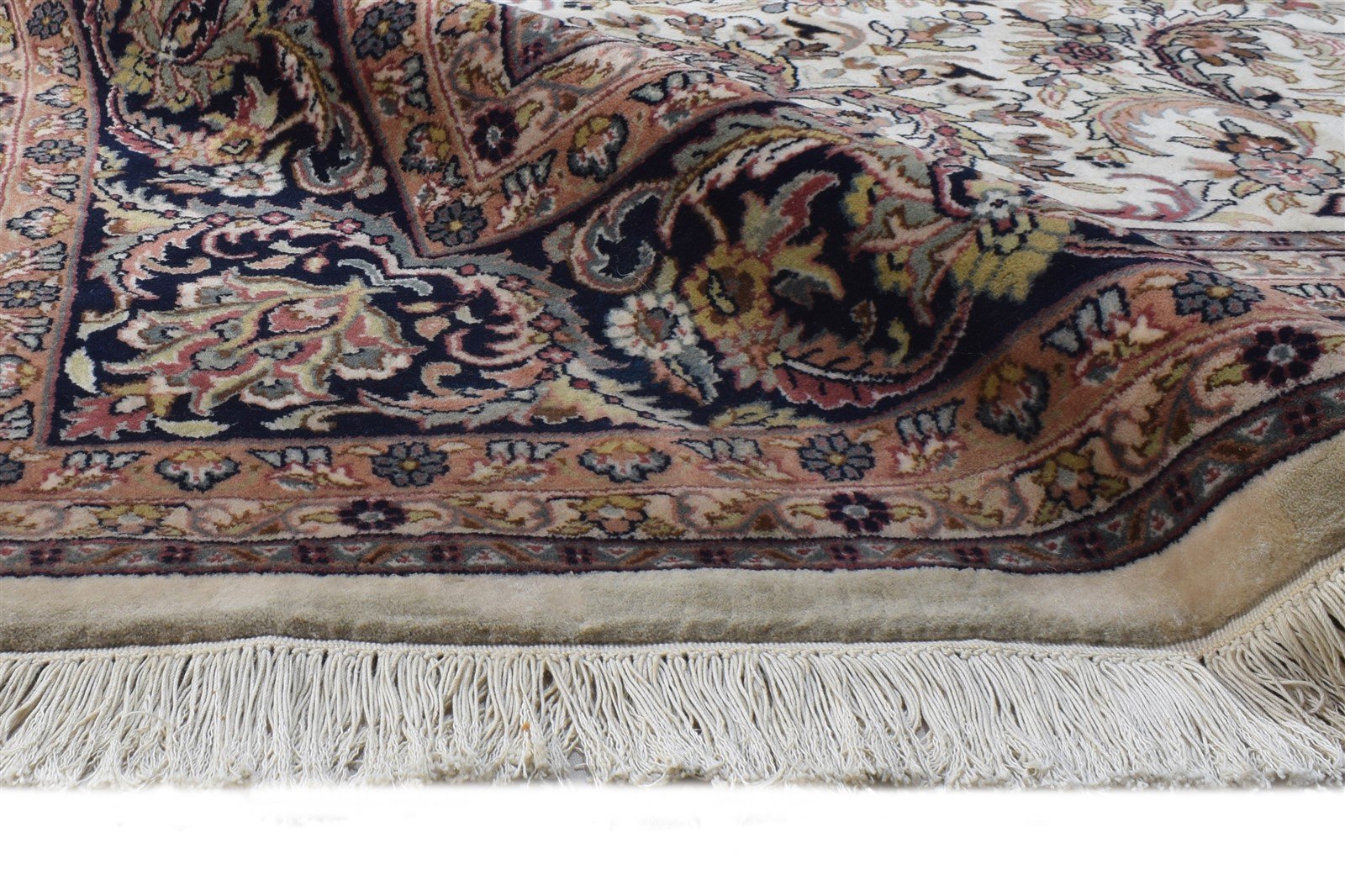 Cream Wool Rug 8' X 10' Persian Hand Knotted Kashan Oriental Large Carpet 7864634998933