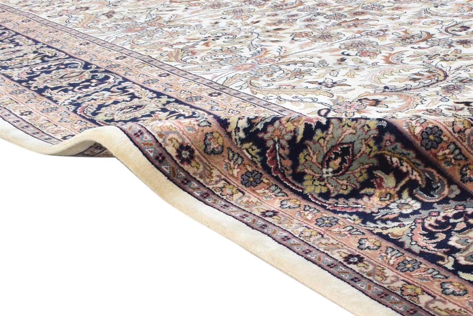 Cream Wool Rug 8' X 10' Persian Hand Knotted Kashan Oriental Large Carpet 7864634998933