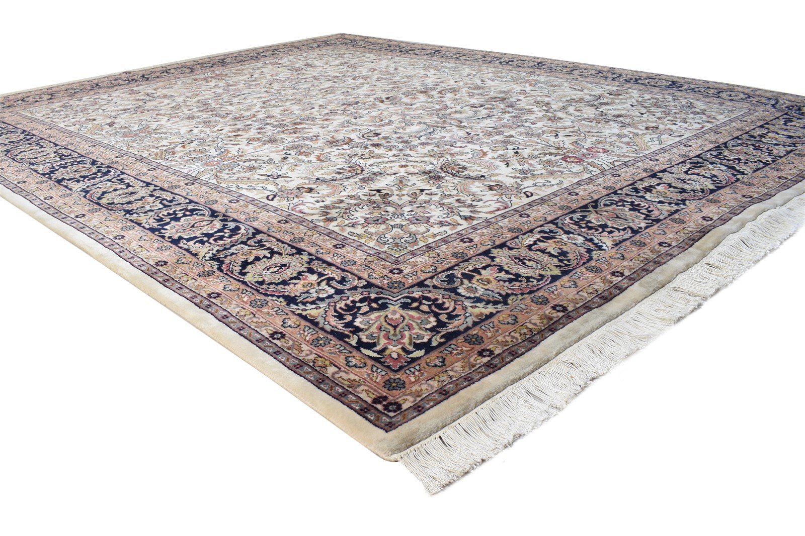Cream Wool Rug 8' X 10' Persian Hand Knotted Kashan Oriental Large Carpet 7864634998933