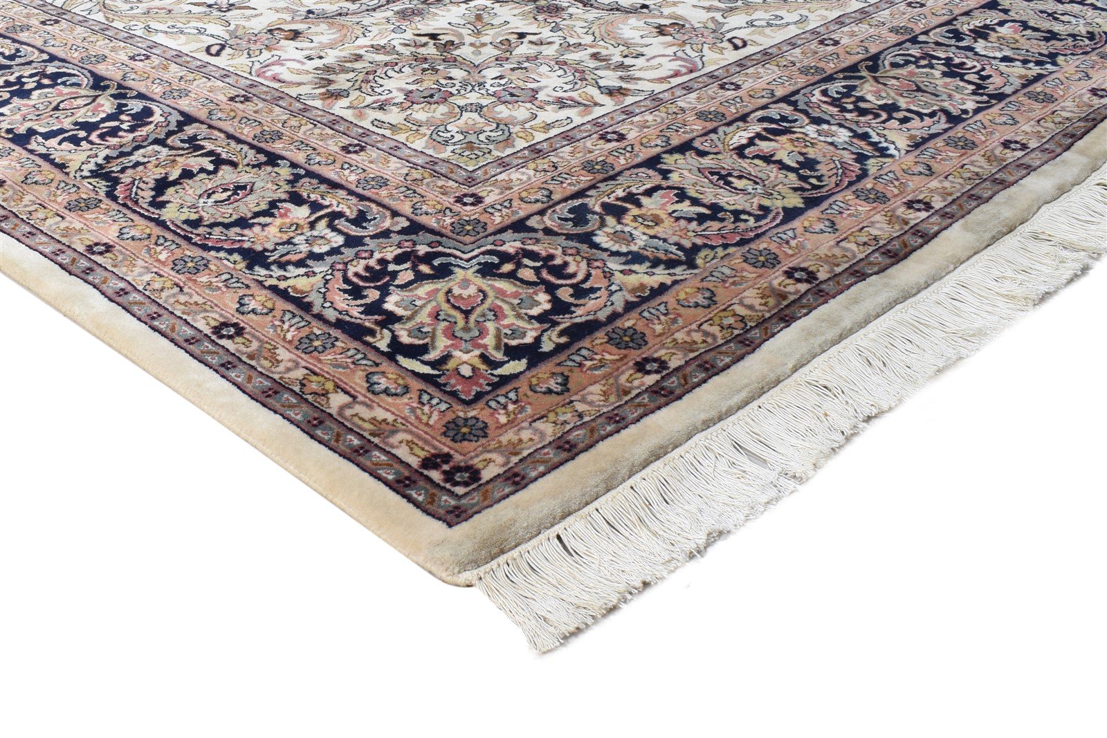 Cream Wool Rug 8' X 10' Persian Hand Knotted Kashan Oriental Large Carpet 7864634998933