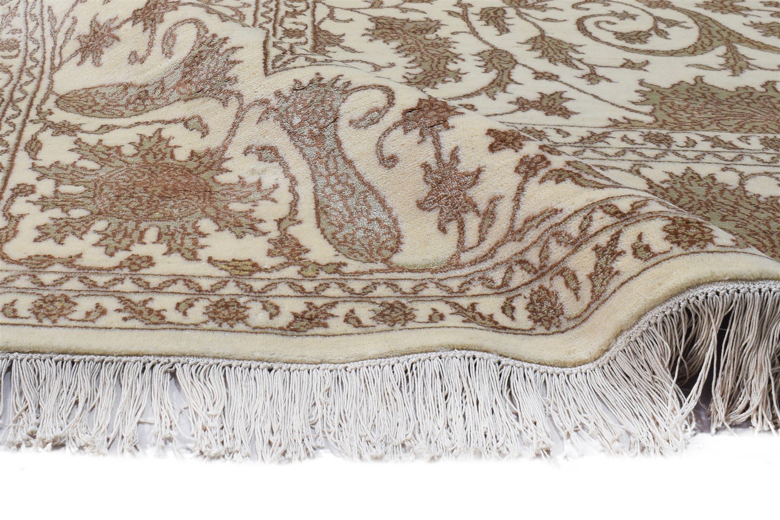 Cream Wool Rug 8' X 10' Persian Hand Knotted Tabriz Oriental Large Carpet 7864655872149
