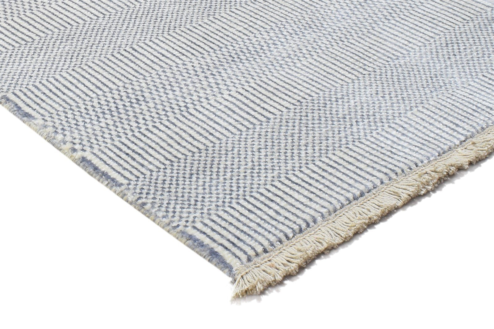 Cream Wool / Silk Rug 2X3 Modern Hand Knotted Scandinavian Grass Trellis Small 7864196169877