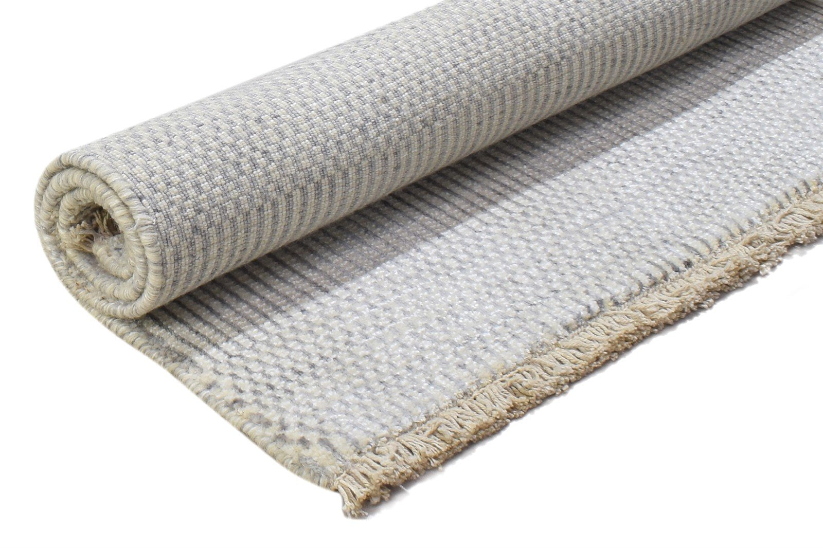 Cream Wool / Silk Rug 2X3 Modern Hand Knotted Scandinavian Grass Trellis Small 7864196759701