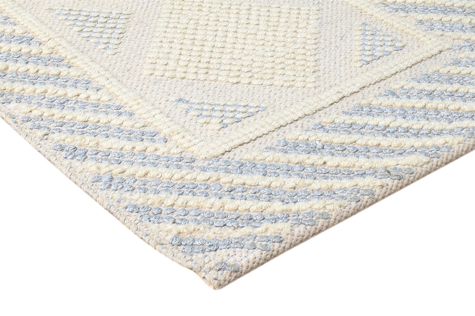 Cream Wool / Silk Rug 2X3 Modern Hand Woven Scandinavian Bordered Small Carpet 7865141723285