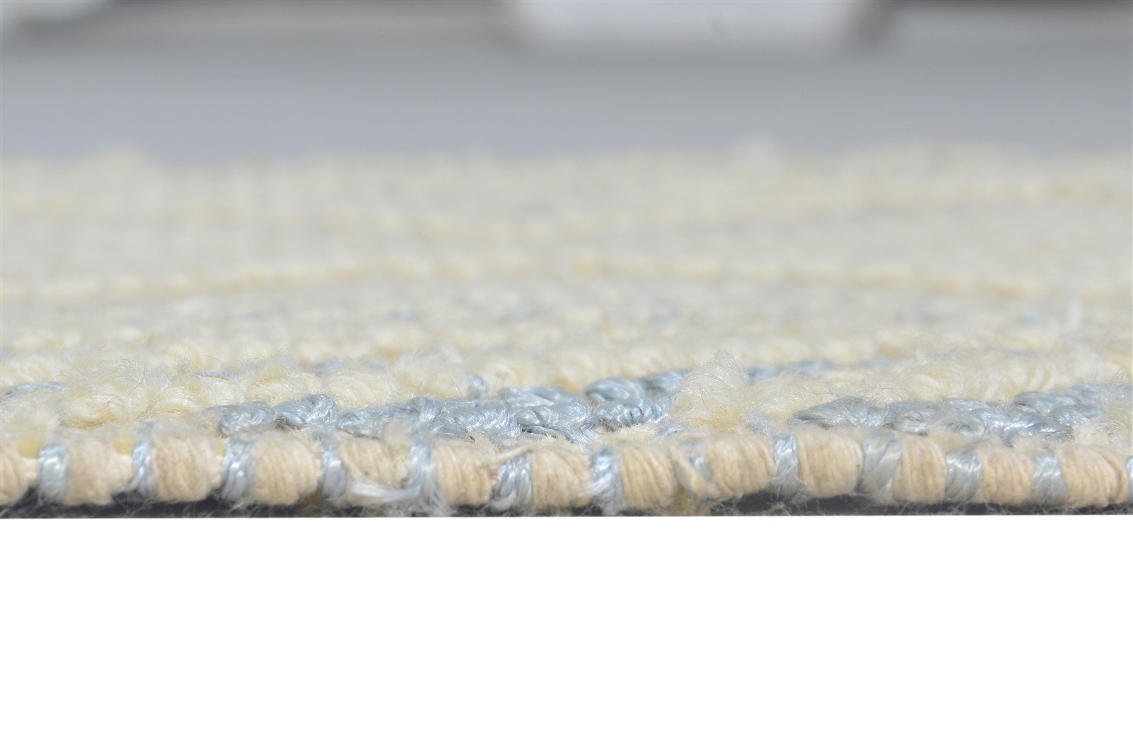 Cream Wool / Silk Rug 2X3 Modern Hand Woven Scandinavian Bordered Small Carpet 7865141723285