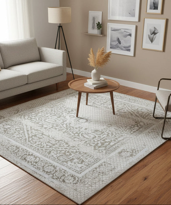 Croma Handmade Loom Knotted Luxury Silk Like Abstract Oushak Gray Viscose Wool Rug 9016149442709