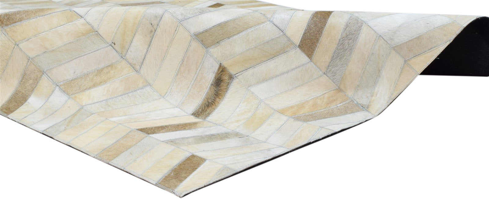 Daffi 5' X 8' Rug Leather Beige Modern Hand Woven French Chevron   7860682948757