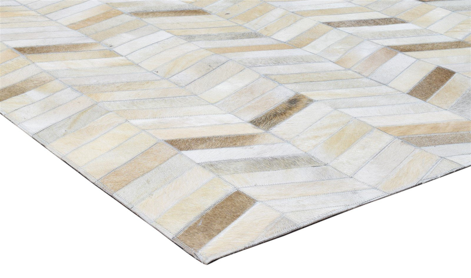 Daffi 5' X 8' Rug Leather Beige Modern Hand Woven French Chevron   7860682948757