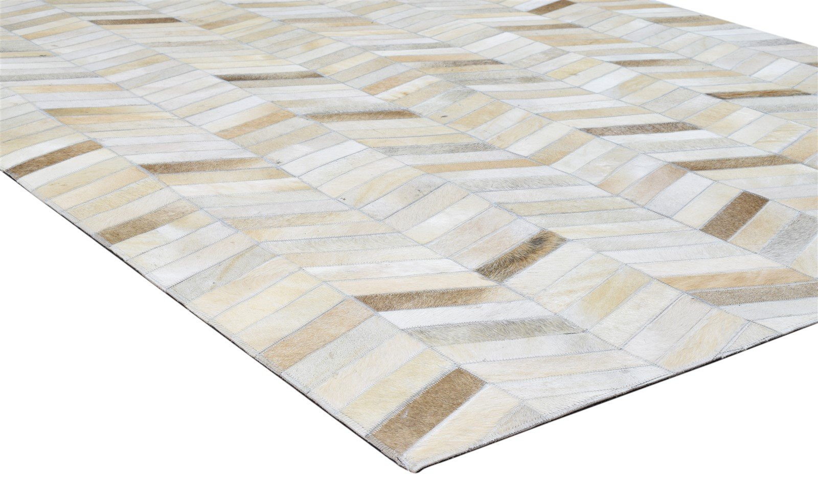 Daffi 5' X 8' Rug Leather Beige Modern Hand Woven French Chevron   7860682948757