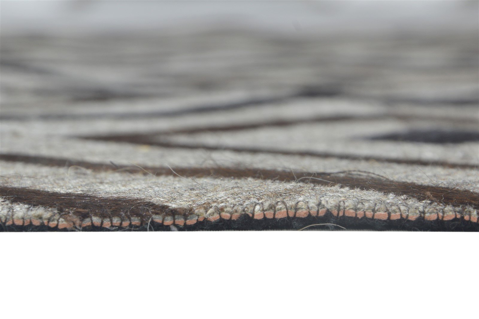 Damaris Leather / Cotton Grey Rug 5X8 Modern Hand Woven Scandinavian Geometric 7864113856661