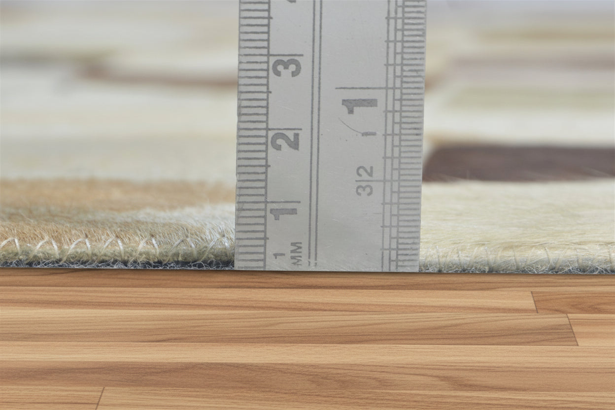 Danny Handmade Leather Checkerboard Brown Rug | Modern Checkered Blocks Patchwork Rug 7864581685397