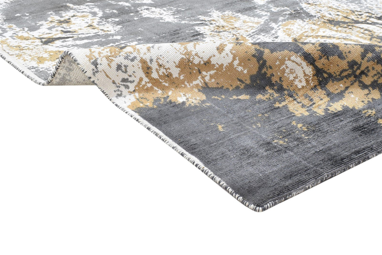 Dark Grey Silk Rug 5' X 6' Modern Hand Woven Indian Abstract Room Size Carpet 7864160944277