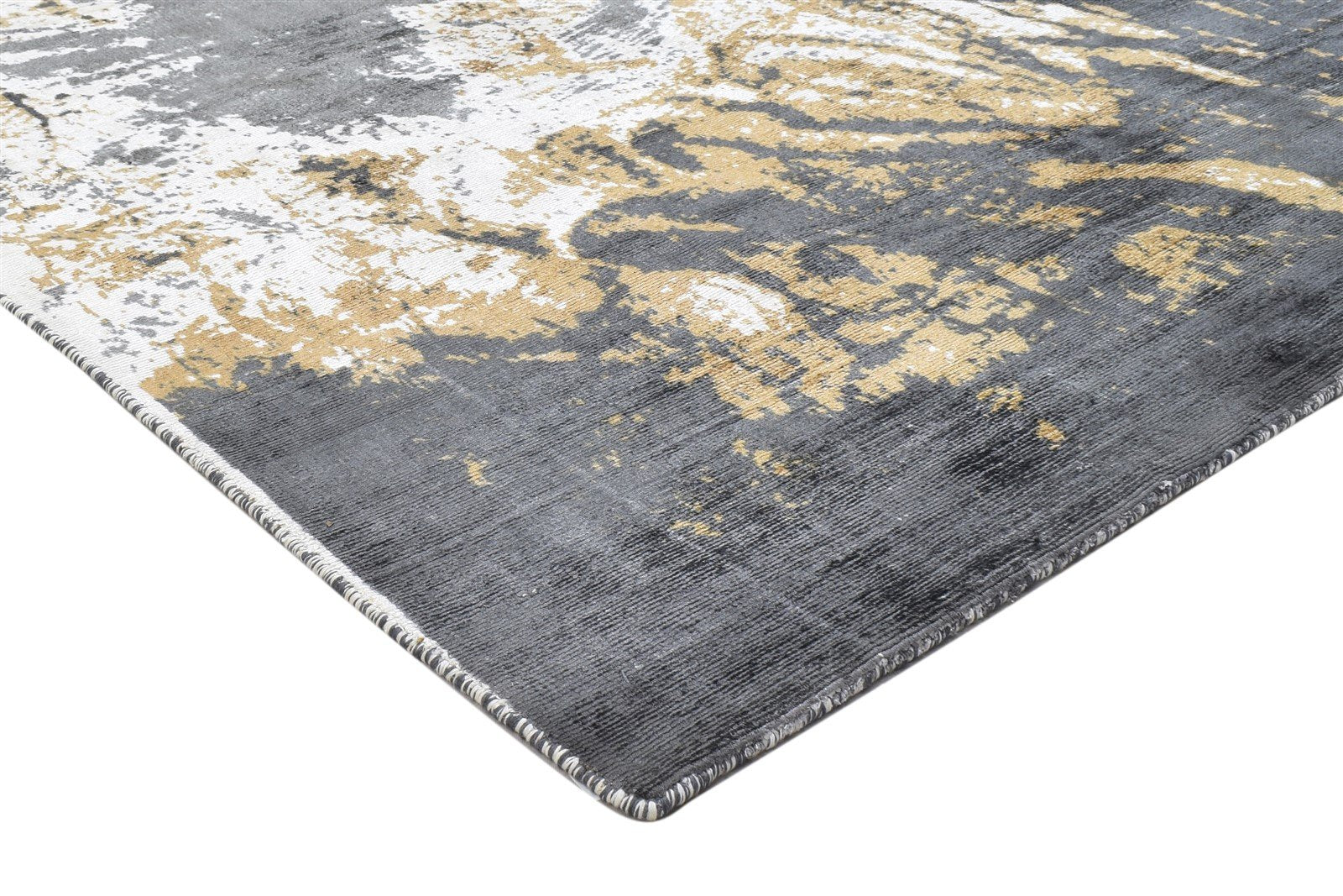 Dark Grey Silk Rug 5' X 6' Modern Hand Woven Indian Abstract Room Size Carpet 7864160944277