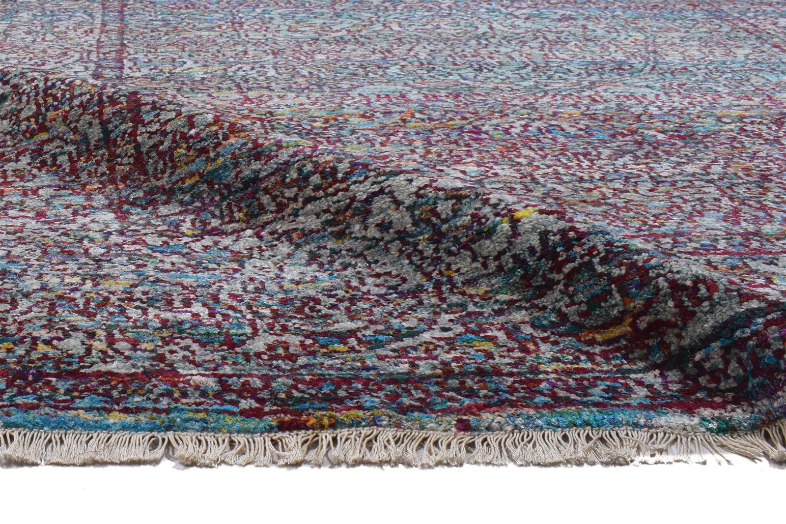 Christalle Dark Grey Silk Rug 6X8 Persian Hand Knotted Bohemian Oriental 7864099307669