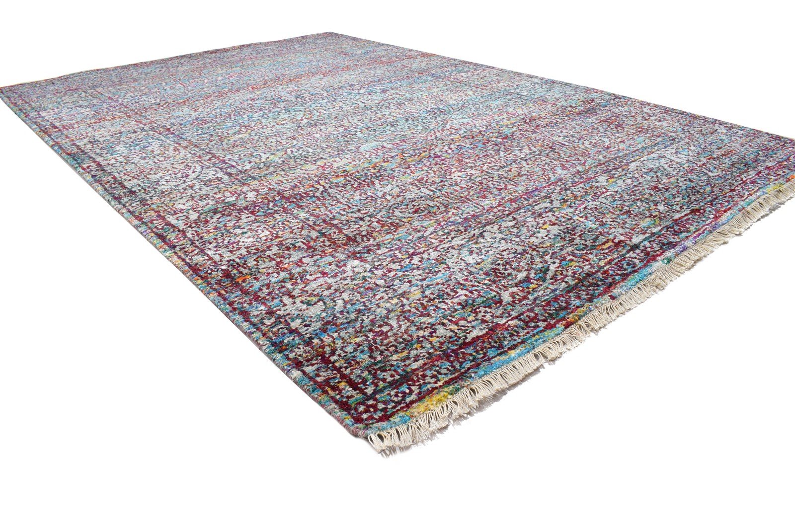 Christalle Dark Grey Silk Rug 6X8 Persian Hand Knotted Bohemian Oriental 7864099307669