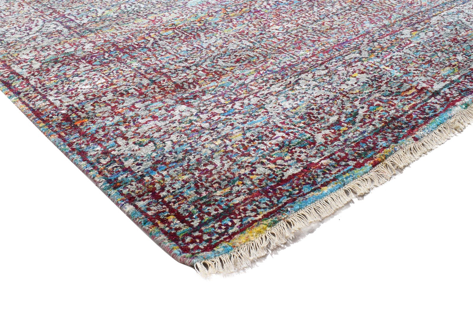 Christalle Dark Grey Silk Rug 6X8 Persian Hand Knotted Bohemian Oriental 7864099307669