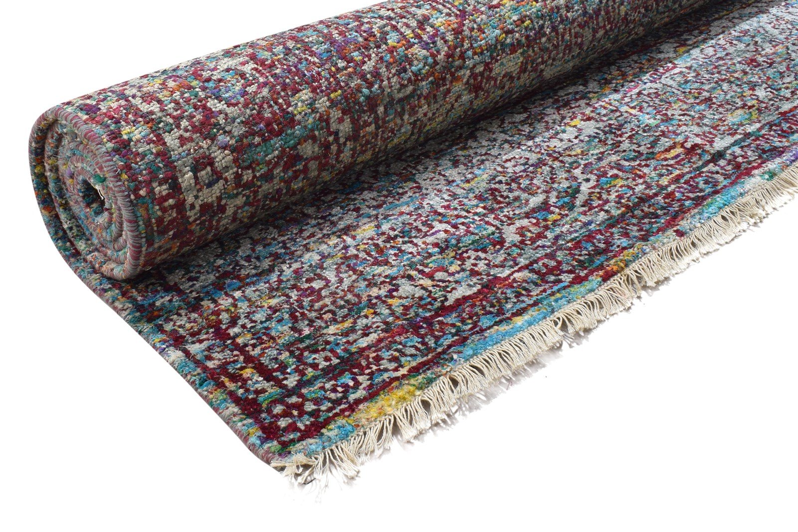 Christalle Dark Grey Silk Rug 6X8 Persian Hand Knotted Bohemian Oriental 7864099307669